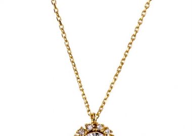 Γυναικείο κολιέ Paraxenies ροζέτα από επιχρυσωμένο ασήμι 925 με πέτρες ζιργκόν λευκές -  - 