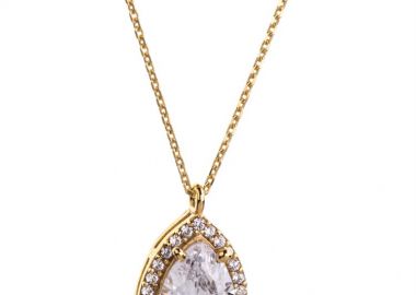 Γυναικείο κολιέ Paraxenies ροζέτα από επιχρυσωμένο ασήμι 925 με πέτρες ζιργκόν λευκές -  - 