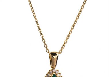 Γυναικείο κολιέ Paraxenies ροζέτα από επιχρυσωμένο ασήμι 925 με πέτρες ζιργκόν πράσινες και λευκές -  - 