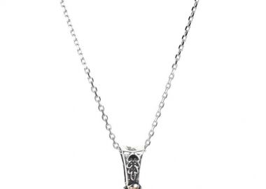 Γυναικείο κολιέ στυλ βυζαντινό από ασήμι 925 με επίχρυσο στεφάνι και πέτρα αμαζονίτη -  - 