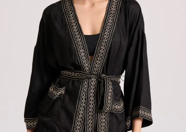 Γυναικείο κοντό kimono σε ζακάρ ύφανση - FUNKY BUDDHA - 