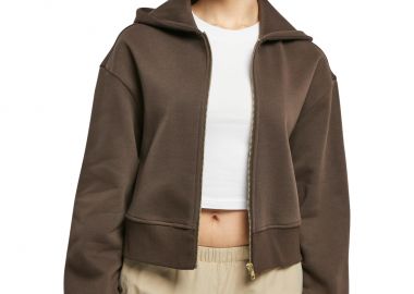 Γυναικείο Κοντό Oversized Ζακέτα με Φερμουάρ TB4766 Urban Classics Curvy Brown - Urban Classics - 