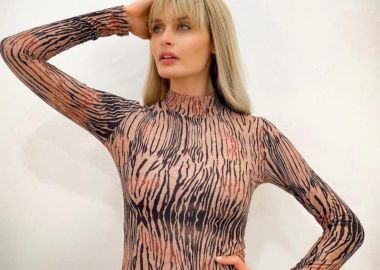 Γυναικείο κορμάκι με σχέδιο και στρόγγυλη λαιμόκοψη - SOU - 