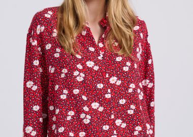 Γυναικείο loose fit πουκάμισο με all over τύπωμα - FUNKY BUDDHA - 