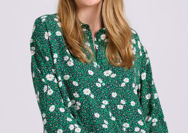 Γυναικείο loose fit πουκάμισο με all over τύπωμα - FUNKY BUDDHA - 