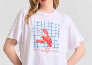 Γυναικείο loose fit t-shirt με frame τύπωμα - FUNKY BUDDHA - 