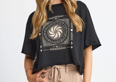 Γυναικείο loose fit T-shirt με τύπωμα - FUNKY BUDDHA - 