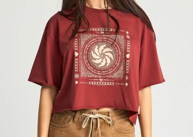 Γυναικείο loose fit T-shirt με τύπωμα - FUNKY BUDDHA - 