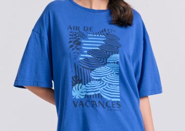 Γυναικείο loose fit t-shirt με vintage τύπωμα - FUNKY BUDDHA - 