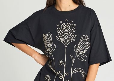 Γυναικείο loose t-shirt με τύπωμα - FUNKY BUDDHA - 