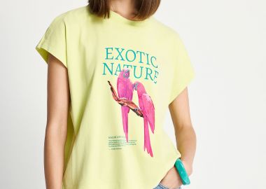 Γυναικείο loose t-shirt με τύπωμα - FUNKY BUDDHA - 