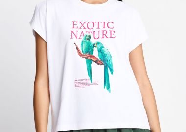 Γυναικείο loose t-shirt με τύπωμα - FUNKY BUDDHA - 