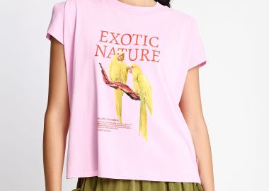 Γυναικείο loose t-shirt με τύπωμα - FUNKY BUDDHA - 