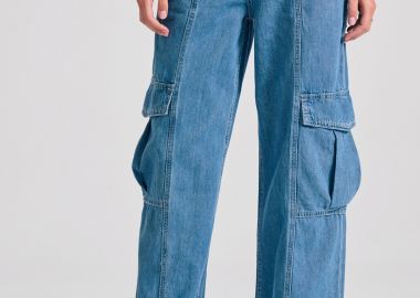 Γυναικείο lyocell blend cargo τζιν παντελόνι - FUNKY BUDDHA - 