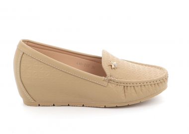 Γυναικείο Μοκασίνι Qunhui Shoes Χρώματος Μπεζ A30-117.K - QUNHUI SHOES - 