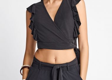 Γυναικείο μονόχρωμο cropped top - FUNKY BUDDHA - 