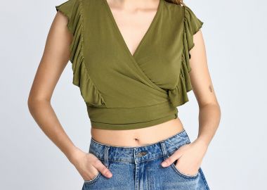 Γυναικείο μονόχρωμο cropped top - FUNKY BUDDHA - 