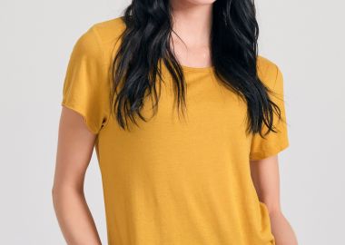 Γυναικείο μονόχρωμο t-shirt από βισκόζη - FUNKY BUDDHA - 