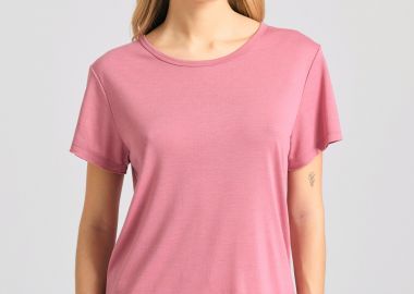 Γυναικείο μονόχρωμο t-shirt από βισκόζη - FUNKY BUDDHA - 