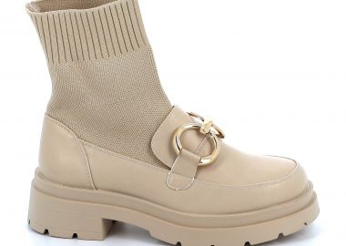 Γυναικείο Μποτάκι Meiva Ideal Shoes Χρώματος Μπεζ MP03-5726 - MEIVA - 