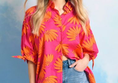 Γυναικείο oversized πουκάμισο με exotic τύπωμα - FUNKY BUDDHA - 