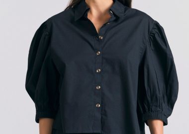 Γυναικείο oversized πουκάμισο με puffer μανίκια - FUNKY BUDDHA - 