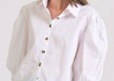 Γυναικείο oversized πουκάμισο με puffer μανίκια - FUNKY BUDDHA - 