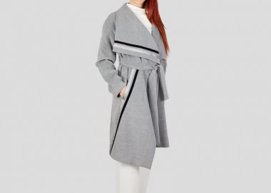 Γυναικείο παλτό oversized με απλικέ γκρι - SOU - 