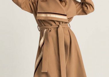 Γυναικείο παλτό oversized με απλικέ μπεζ - SOU - 