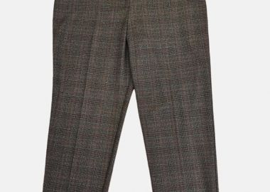 Γυναικείο παντελόνι Bigsize με λεπτές γραμμες γκρι-μαύρο-ροζ - SOU - 