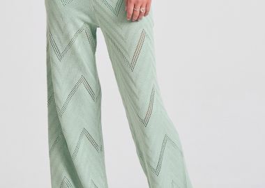 Γυναικείο πλεκτό παντελόνι με ζακάρ pattern - FUNKY BUDDHA - 