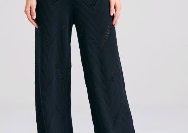 Γυναικείο πλεκτό παντελόνι με ζακάρ pattern - FUNKY BUDDHA - 