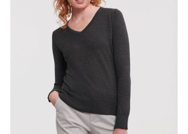 Γυναικείο Πλεκτό Πουλόβερ R-710F-0 Russell V-Neck Charcoal Marl - Russell - 