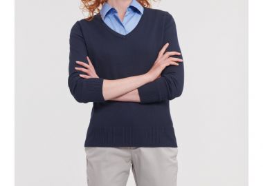 Γυναικείο Πλεκτό Πουλόβερ R-710F-0 Russell V-Neck French Navy - Russell - 