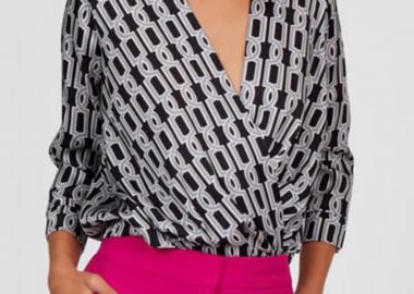 Γυναικείο πουκάμισο κρουαζε με σχέδιο - SOU - 