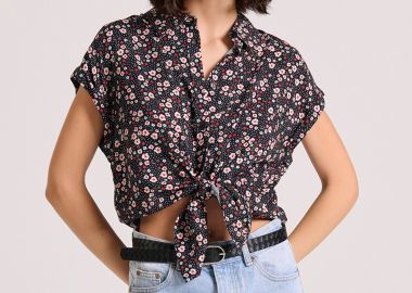 Γυναικείο πουκάμισο με all over φλοράλ τύπωμα - FUNKY BUDDHA - 