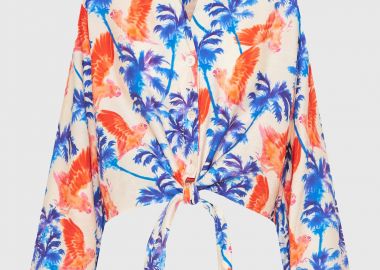 Γυναικείο πουκάμισο με exotic τύπωμα - FUNKY BUDDHA - 