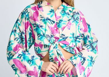 Γυναικείο πουκάμισο με exotic τύπωμα - FUNKY BUDDHA - 