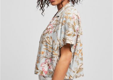 Γυναικείο Πουκάμισο Viscose Resort TB4365 Urban Classics lightblue hibiscus - Urban Classics - 