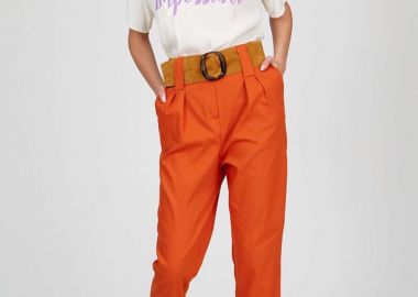 Γυναικείο ψηλόμεσο κεραμιδί παντελόνι - SOU - 