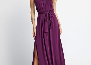 Γυναικείο relaxed μάξι φόρεμα με ζώνη στη μέση - FUNKY BUDDHA - 