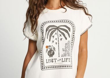 Γυναικείο relaxed t-shirt με τύπωμα - FUNKY BUDDHA - 