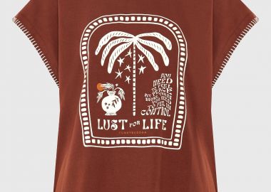 Γυναικείο relaxed t-shirt με τύπωμα - FUNKY BUDDHA - 