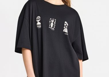 Γυναικείο relaxed t-shirt με τύπωμα στην πλάτη - FUNKY BUDDHA - 