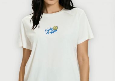 Γυναικείο relaxed t-shirt με τύπωμα στην πλάτη - FUNKY BUDDHA - 