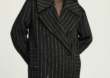 Γυναικείο ριγέ παλτό - FUNKY BUDDHA - 