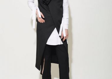 Γυναικείο σακάκι αμάνικο μακρύ μαύρο - SOU - 