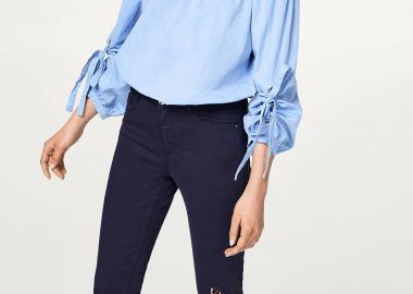 Γυναικείο σούπερ skinny παντελόνι με κέντημα Esprit - 038EE1B007 Μπλε Σκούρο - ESPRIT - 