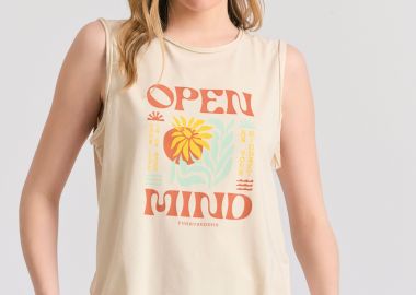 Γυναικείο t-shirt από οργανικό βαμβάκι με graphic print - FUNKY BUDDHA - 