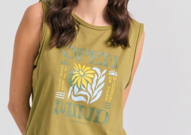 Γυναικείο t-shirt από οργανικό βαμβάκι με graphic print - FUNKY BUDDHA - 